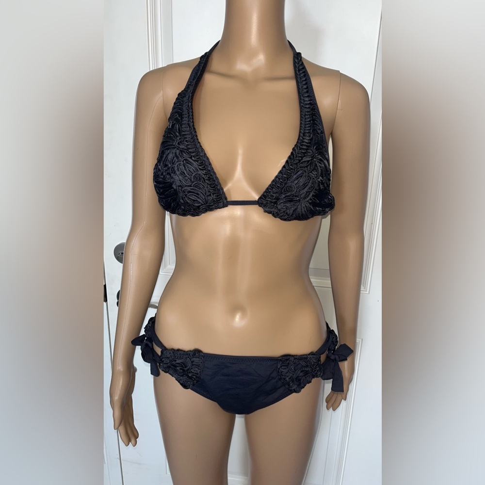 Betsy Johnson Embroidery Layover Bikini